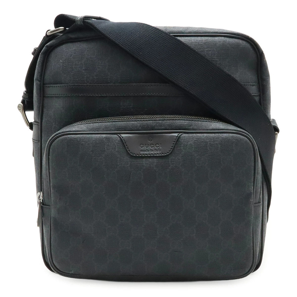 Gucci GG Supreme Crossbody Bag Leather Black Gray